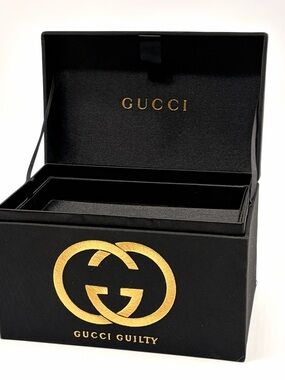 Gucci Black & Gold Guilty Travel Accessory Jewelry Box Hard Case Trunk Large